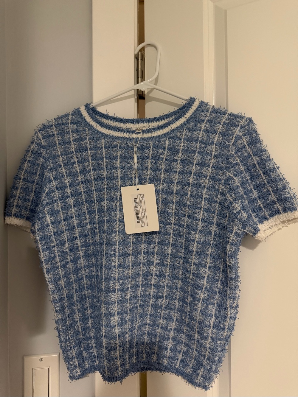 Endless Rose Blue and White tweed sweater tee